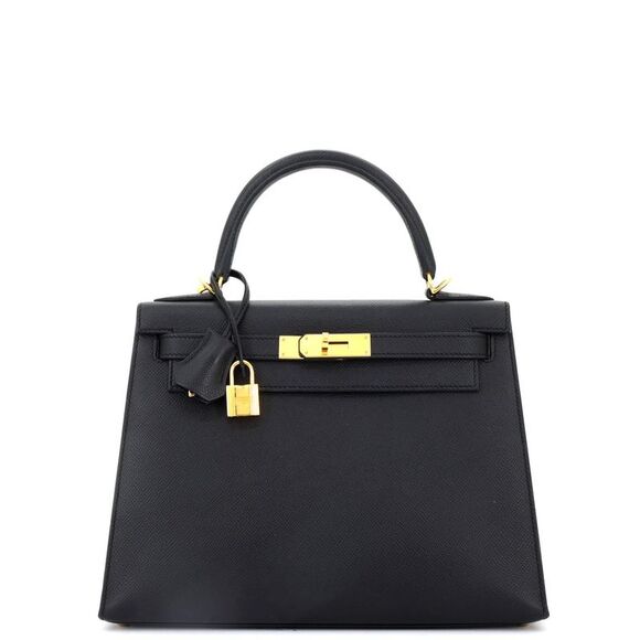 Hermes Kelly Handbag Noir Epsom with Gold Hardware 28 Black - Picture 1 of 8